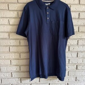Duluth Trading Co Blue Polo Shirt Classic Knit Short Sleeve Medium